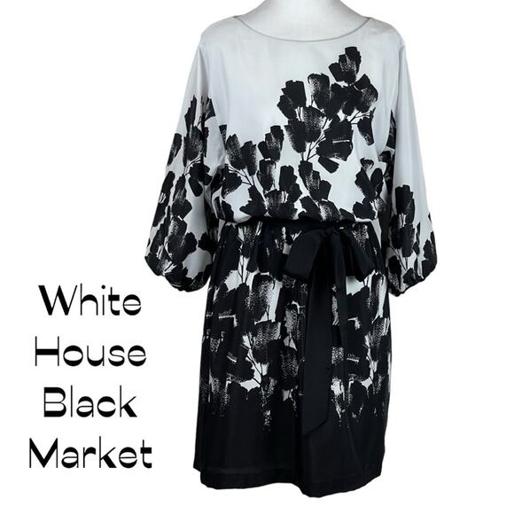 White House Black Market Floral Women's Feminine Blouson Dress NWOT Size M - Picture 2 of 14